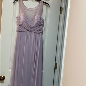 Long mesh dress with illusion neckline